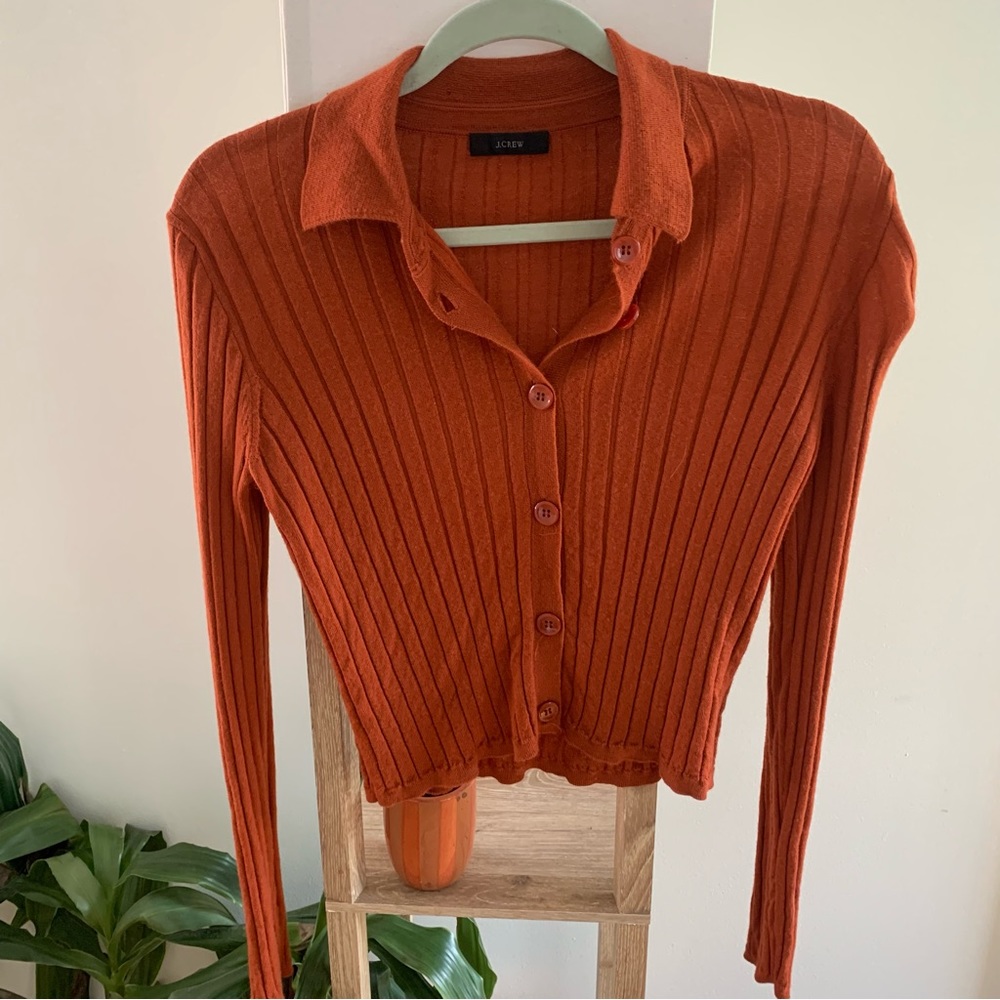 J Crew 100% merino wool sweater, size XS, burnt orange